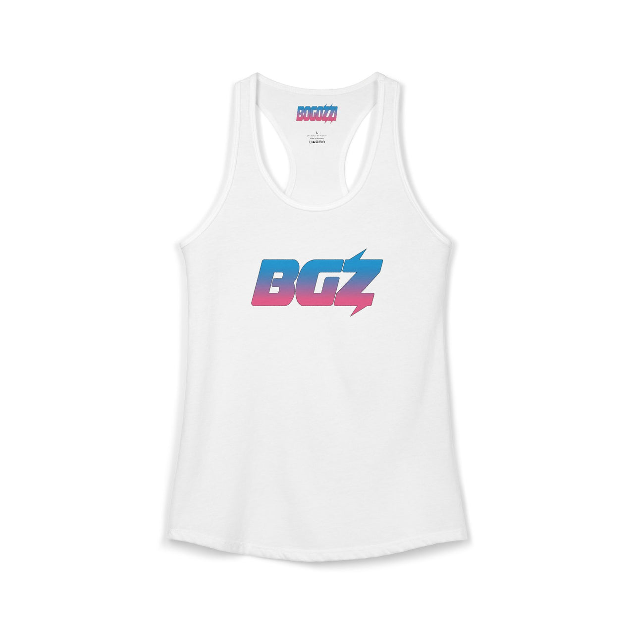 Racerback Tank — BOGOZZI Vibrant Dreamsicle Gradient Graphic Alternate Logo