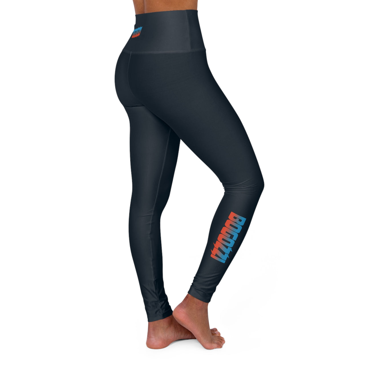 High Waisted (Midnight Navy) Yoga Leggings - BOGOZZI Dreamsicle Vibrant Gradient Calf Print