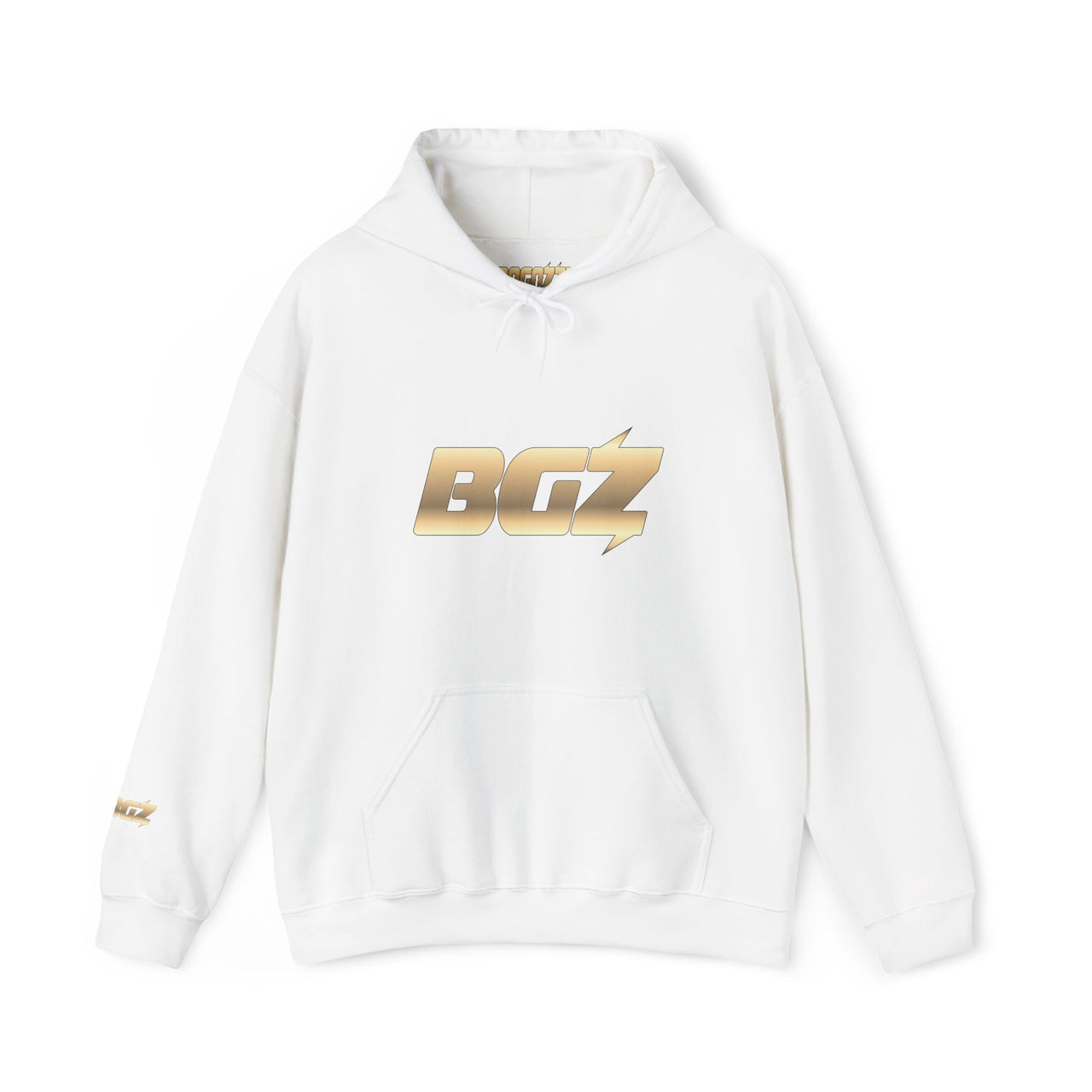 BOGOZZI Metallic Shimmery Glimmer Gold Gradient Hoodie — BGZ Logo Midweight
