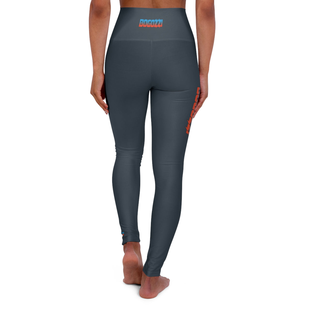 High Waisted (Indigo) Yoga Leggings - BOGOZZI Dreamsicle Vibrant Gradient Thigh Print