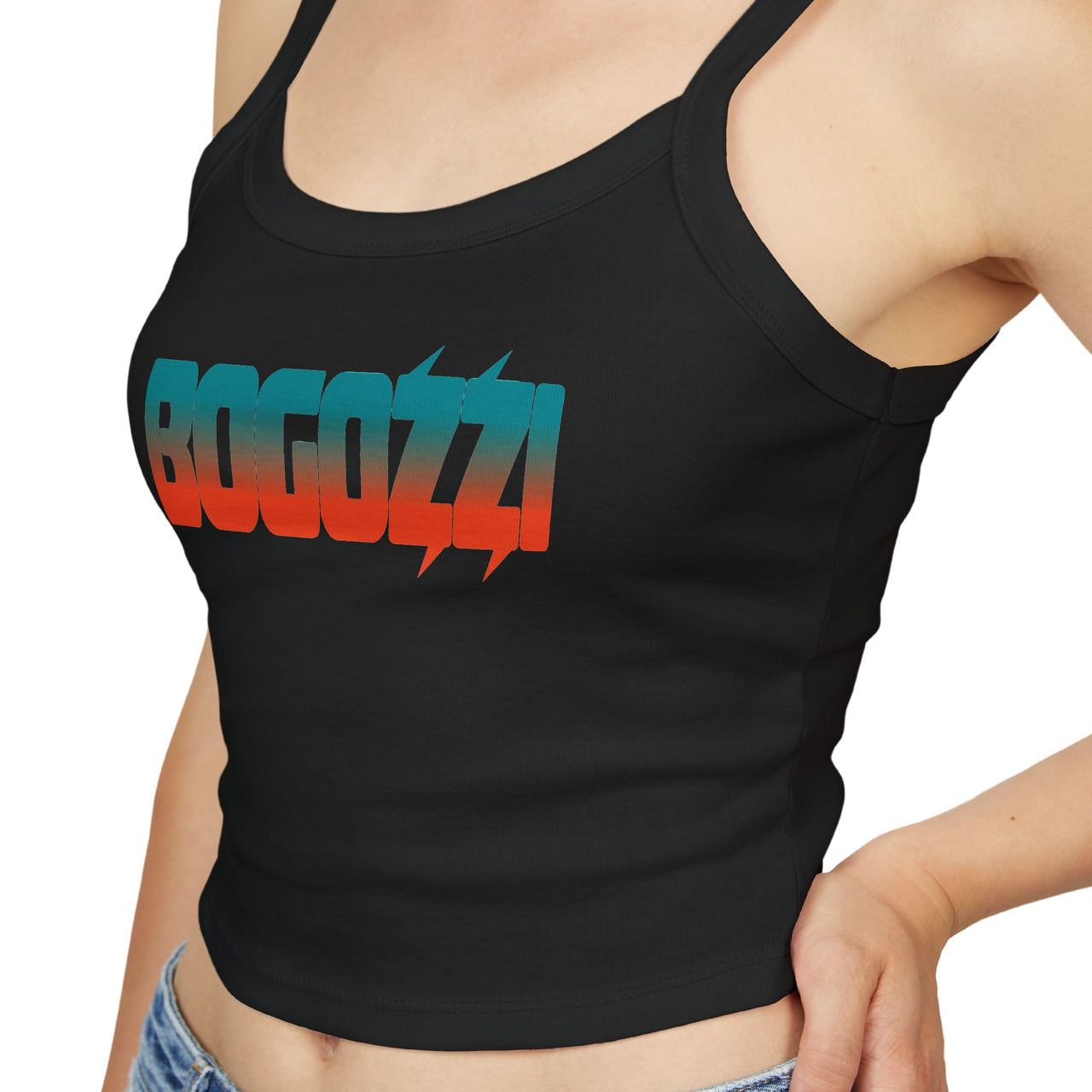 Vibrant Miami Beach Spaghetti Strap Tank Top — BOGOZZI Cropped Style