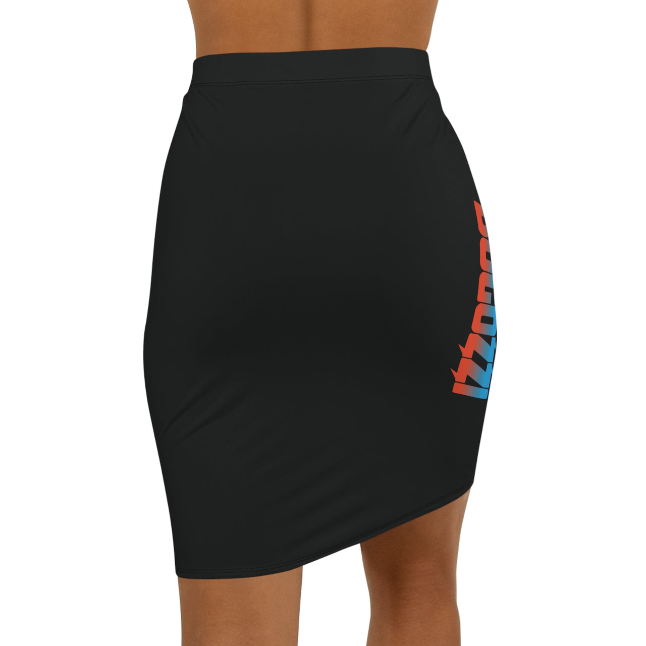 Black Mid-Waist Pencil Skirt — BOGOZZI Vibrant Side Hip Dreamsicle Gradient Accent