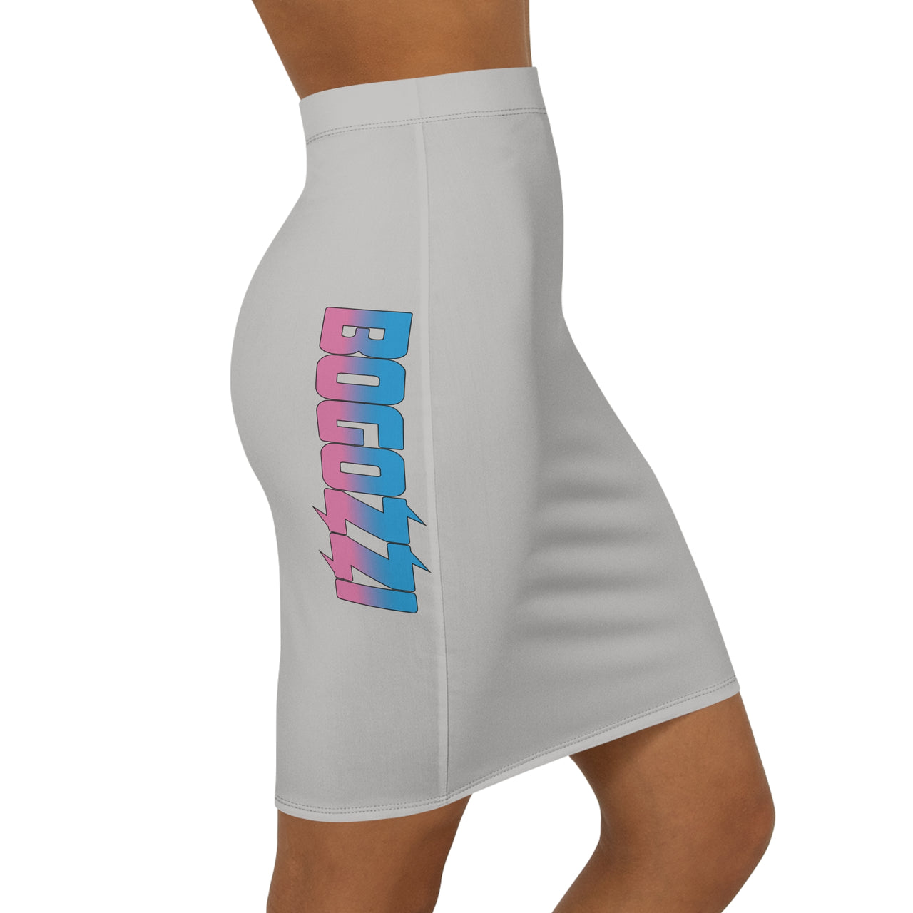 Athletic Heather Mid-Waist Pencil Skirt — BOGOZZI Vibrant Side Hip Cotton Candy Gradient Accent