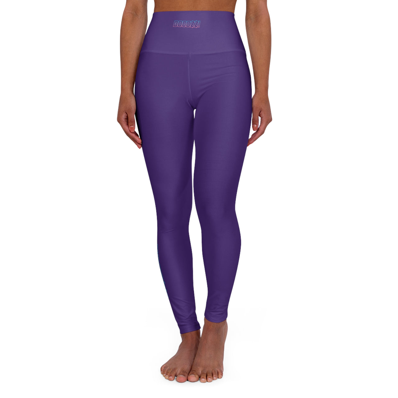 High Waisted (Dark Purple) Yoga Leggings - BOGOZZI Electric Cotton Candy Vibrant Gradient Print