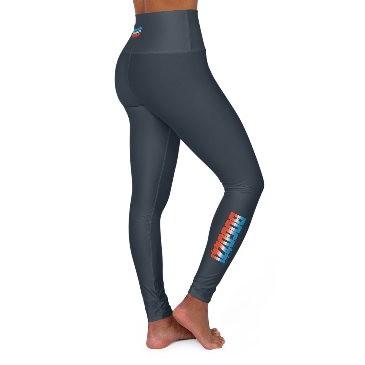 High Waisted (Indigo) Yoga Leggings - BOGOZZI Icey Dreamsicle Vibrant Gradient Calf Print