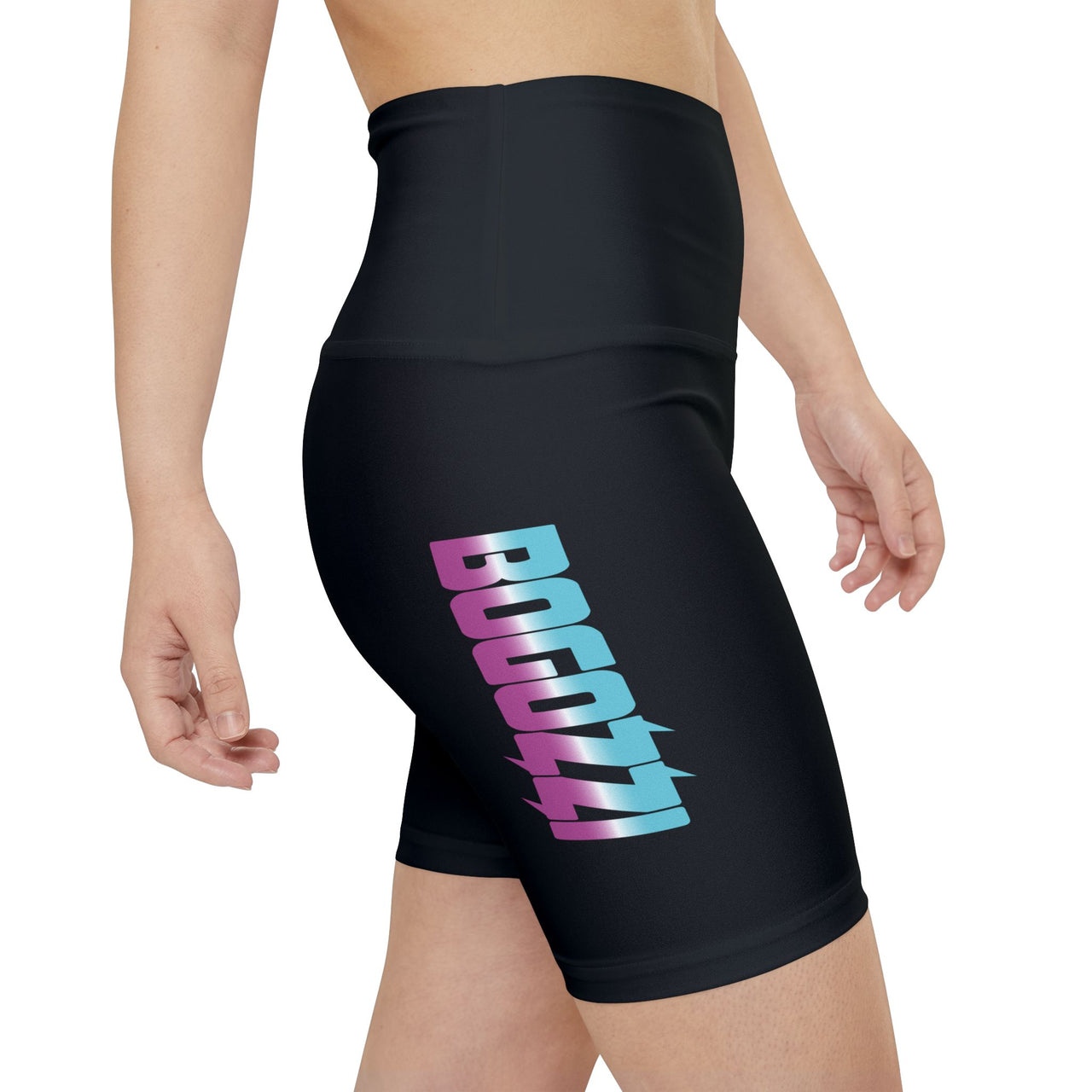 BOGOZZI Icey South Beach Gradient Logo Women's Workout Shorts (Black)