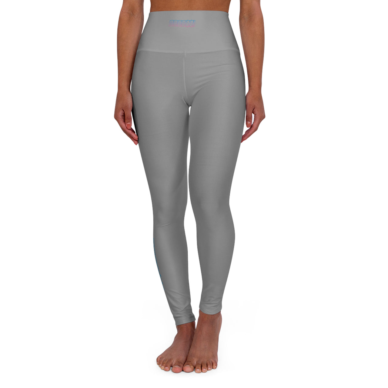 High Waisted (Grey) Yoga Leggings - BOGOZZI Electric Cotton Candy Vibrant Gradient Print