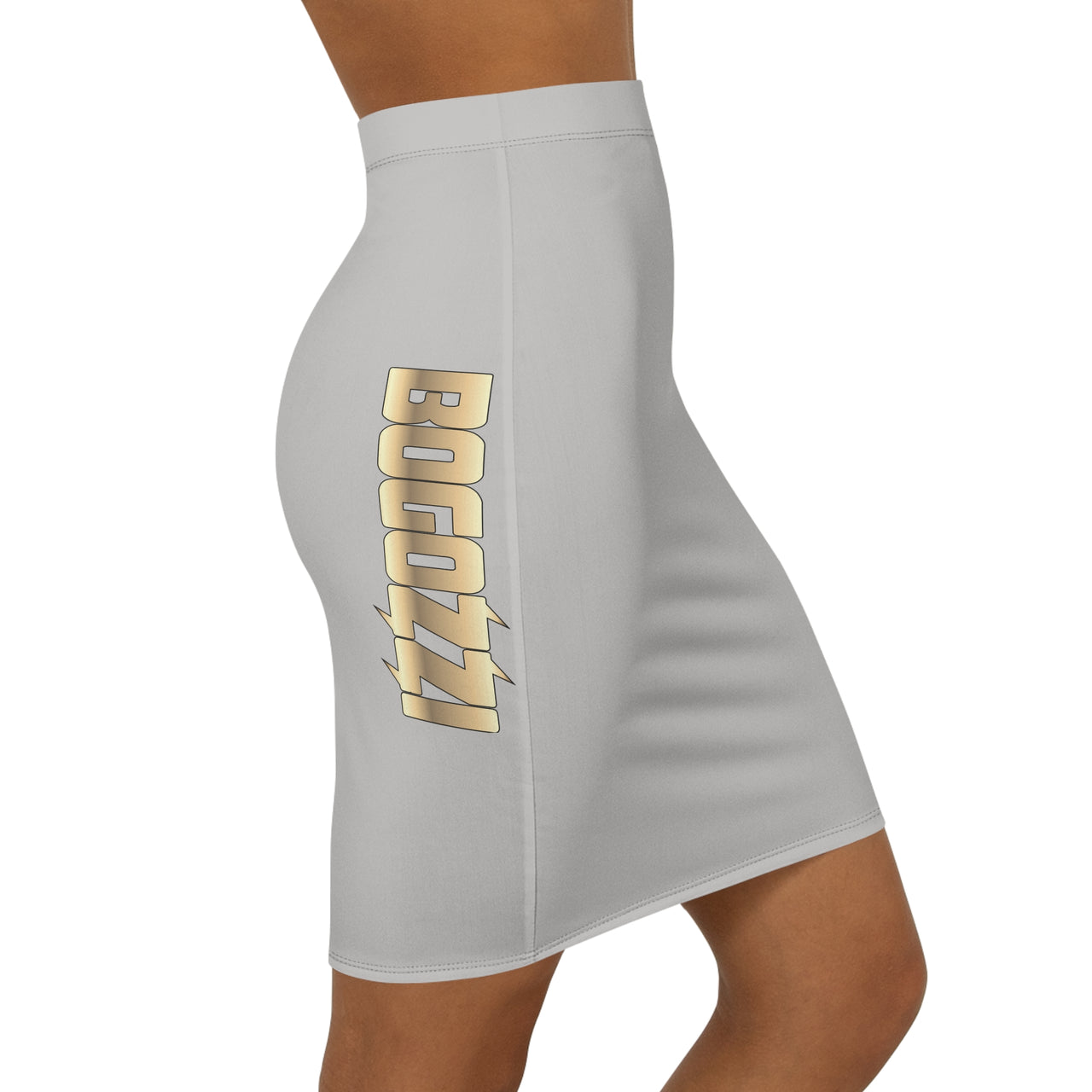 Athletic Heather Mid-Waist Pencil Skirt — BOGOZZI Vibrant Side Hip Glimmer Gold Gradient Accent