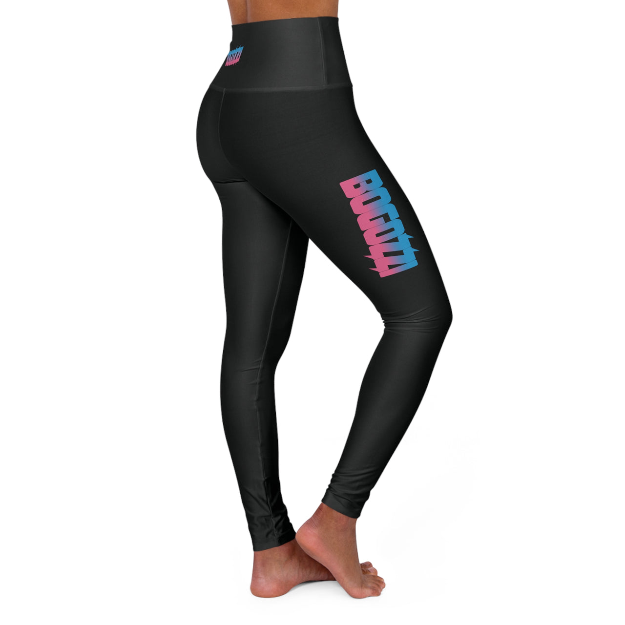 High-Waisted (Solid Black) Yoga Leggings — BOGOZZI Cotton Candy Gradient Thigh Print