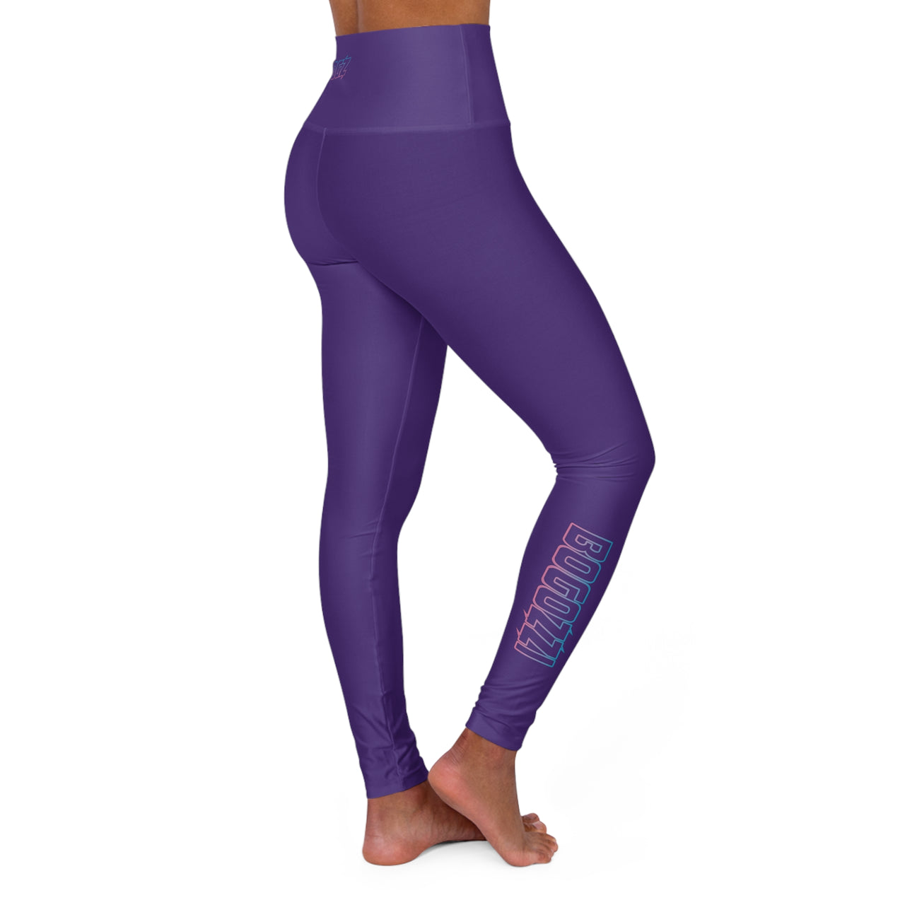 High Waisted (Dark Purple) Yoga Leggings - BOGOZZI Electric Cotton Candy Vibrant Gradient Print