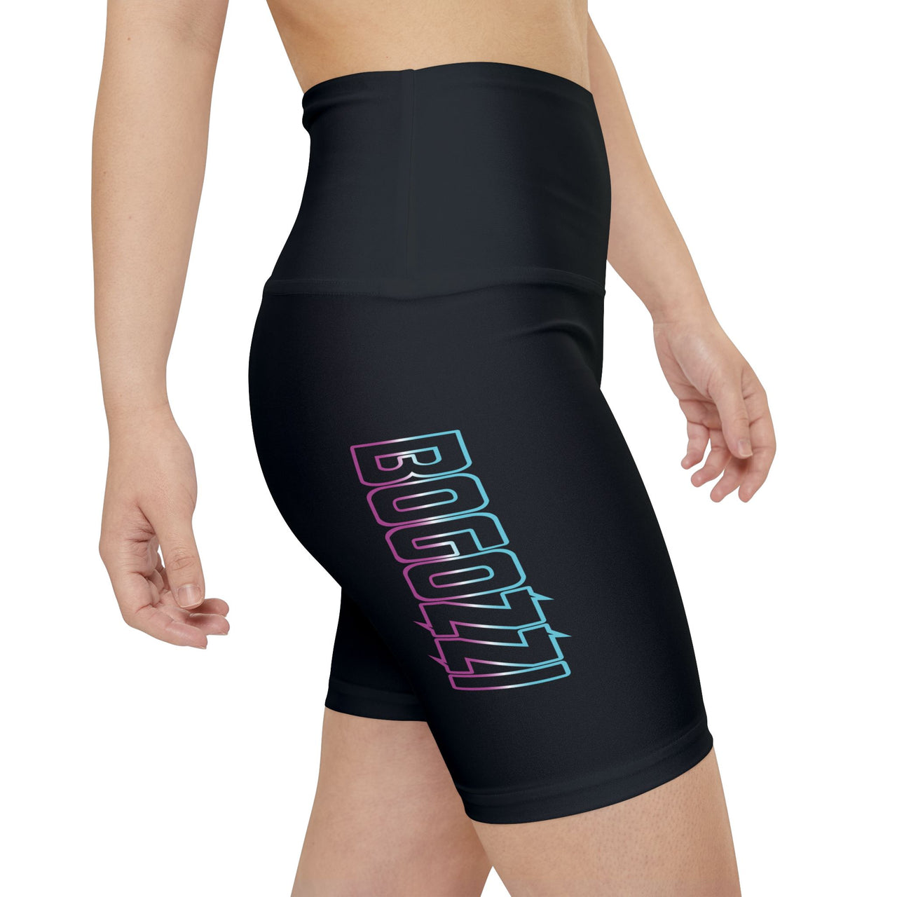 BOGOZZI Electric Icey South Beach Gradient Logo Women's Workout Shorts (Black)