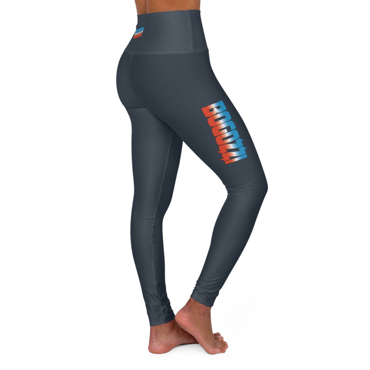 High Waisted (Indigo) Yoga Leggings - BOGOZZI Icey Dreamsicle Vibrant Gradient Thigh Print
