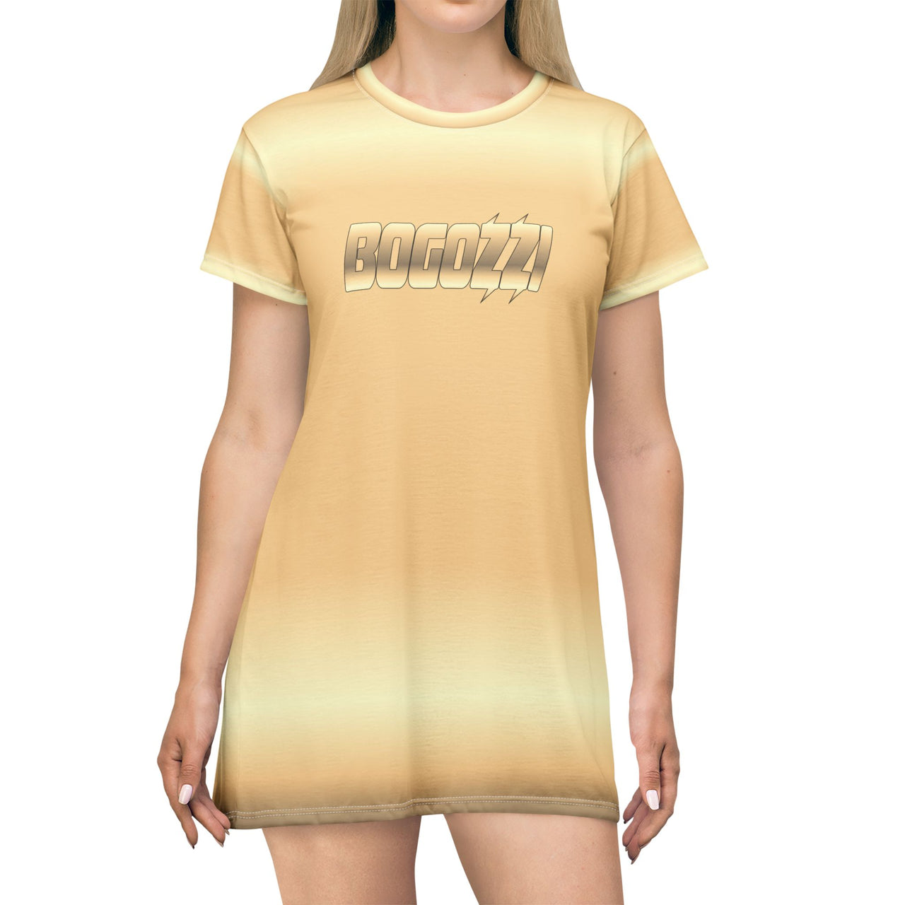 Glimmer Gold T-Shirt Dress — BOGOZZI Quick-Dry Polyester