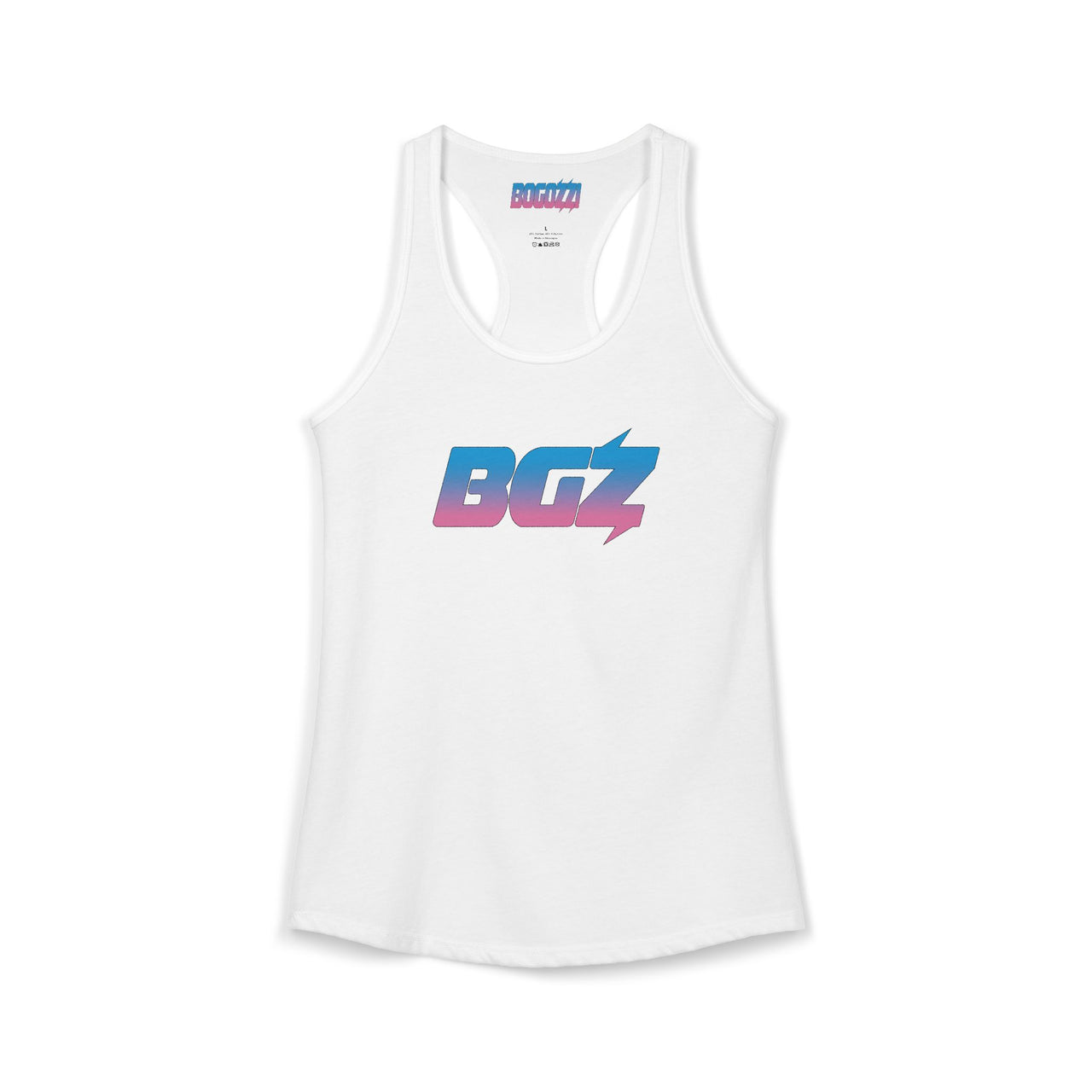 Racerback Tank — BOGOZZI Vibrant Dreamsicle Gradient Graphic Alternate Logo