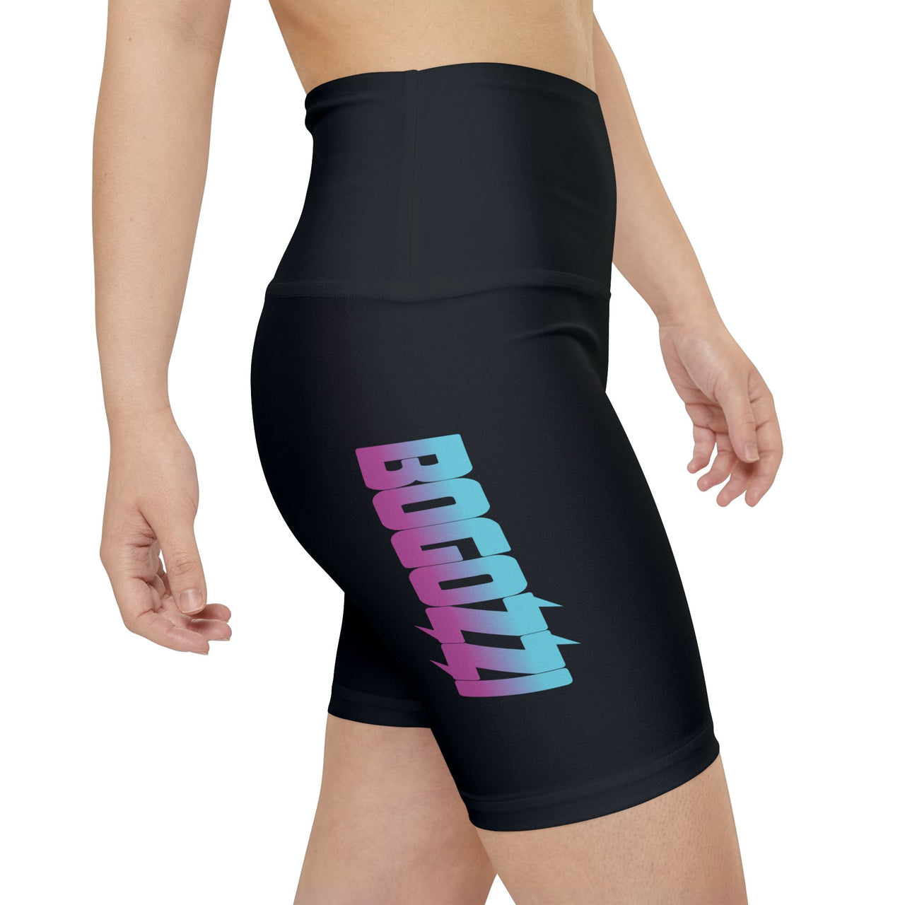 BOGOZZI South Beach Gradient Logo Women's Workout Shorts (Black)