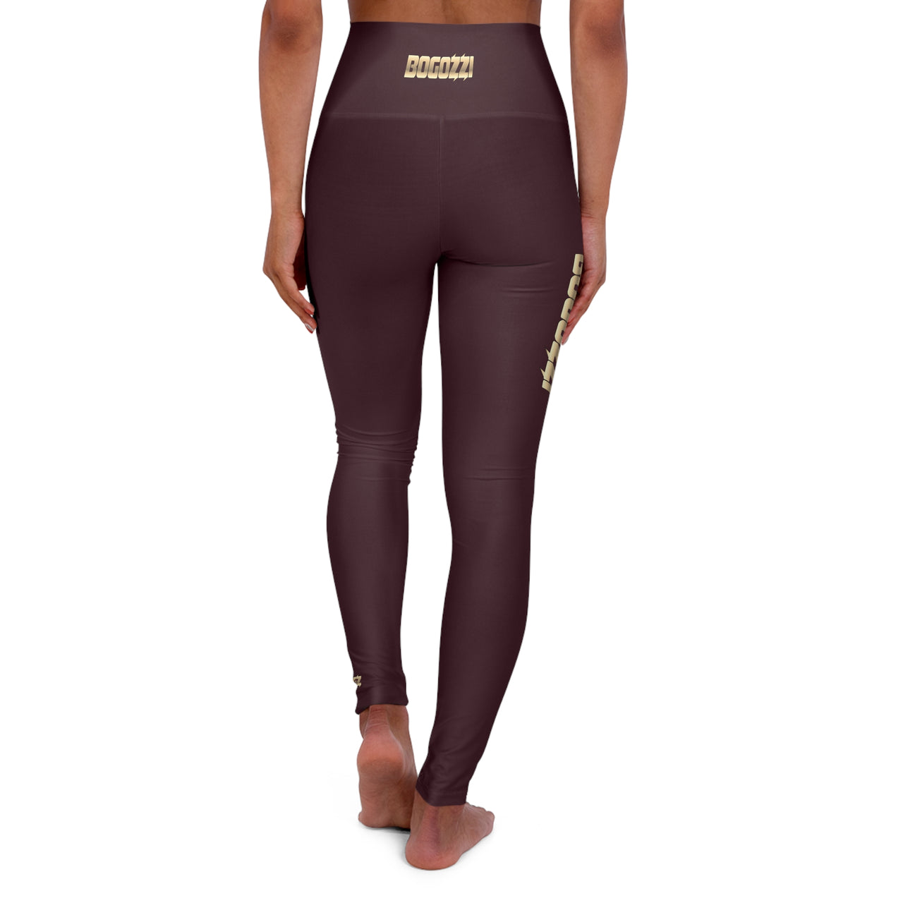 Copy of High Waisted (Cardinal Red) Yoga Leggings - BOGOZZI Glimmer Gold Gradient Thigh Graphic