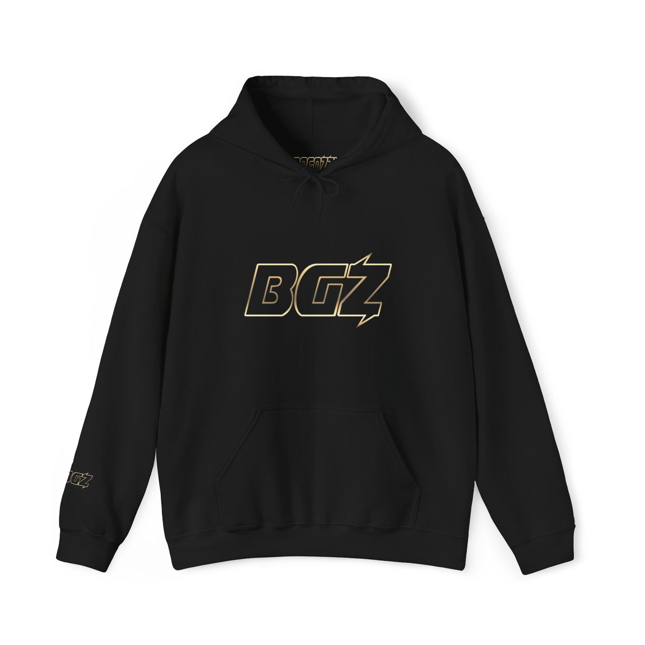 BOGOZZI Metallic Glimmer Gold Gradient Hoodie — BGZ Logo Midweight