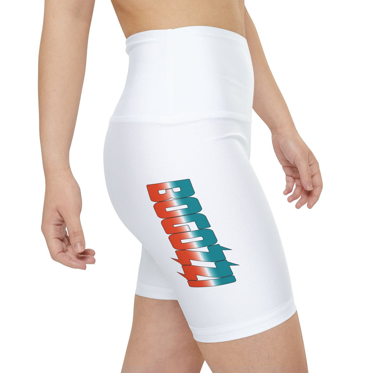 BOGOZZI Icey Miami Beach Gradient Logo Women's Workout Shorts (Crisp White)