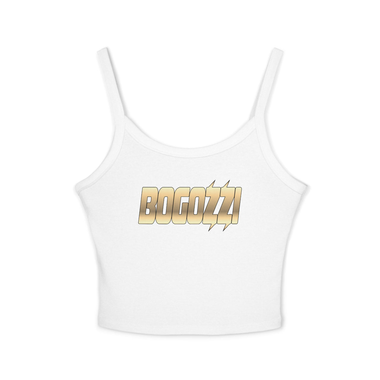 Vibrant Glimmer Gold Spaghetti Strap Tank Top — BOGOZZI Cropped Style
