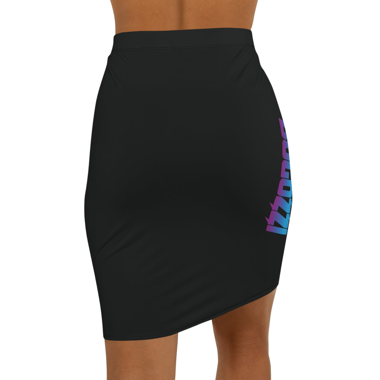 Black Mid-Waist Pencil Skirt — BOGOZZI Vibrant Side Hip Magenta Dream Gradient Accent