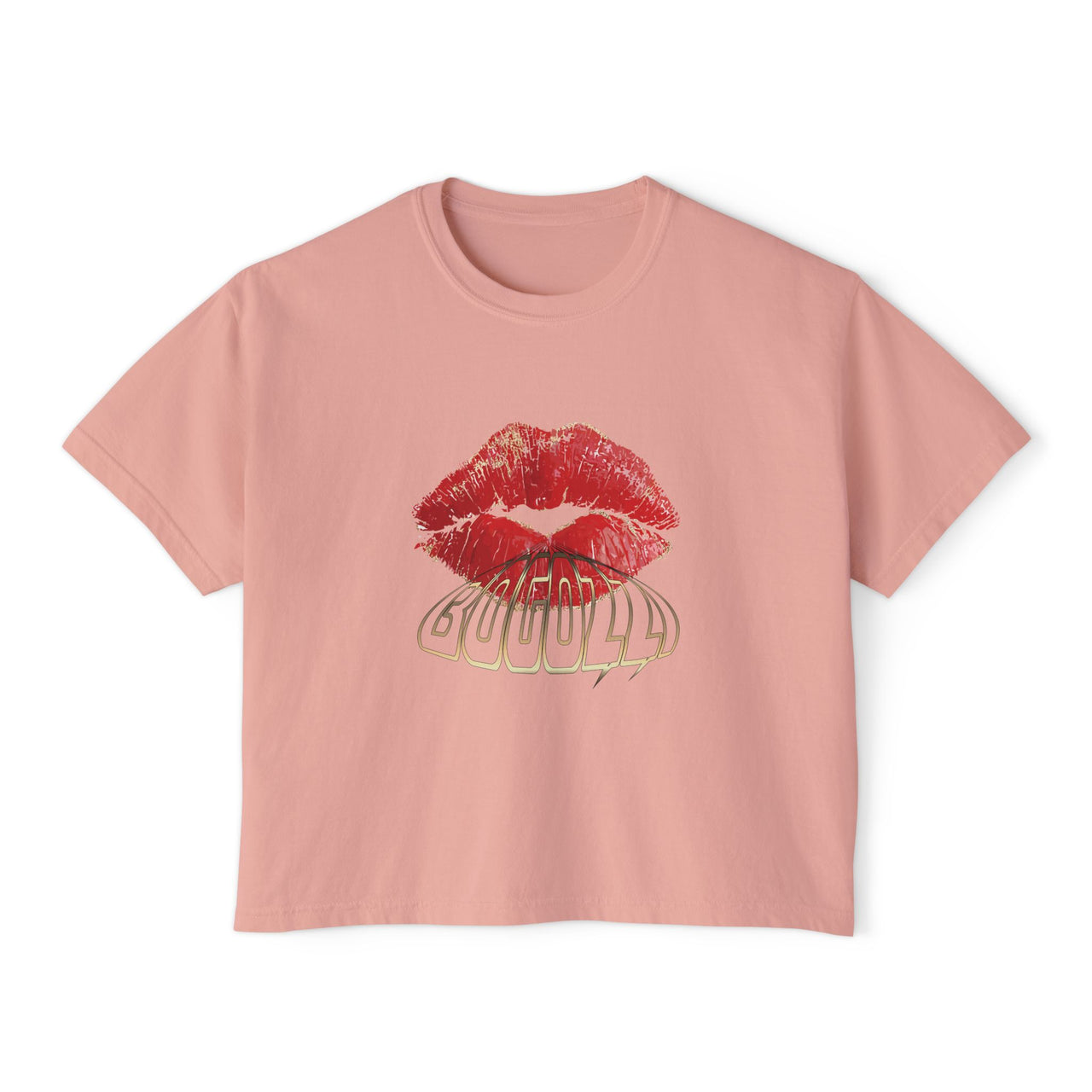 BOGOZZI - Blown Away Kiss Graphic - Boxy Waist Crop Tee