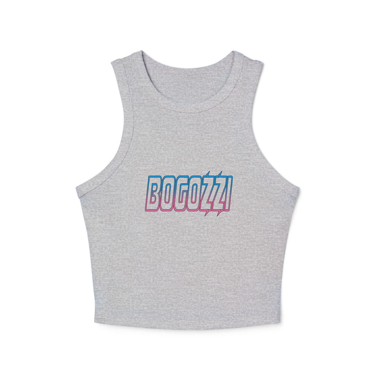 Women's Cropped Rib Racerback Tank Top — BOGOZZI Electric Cotton Candy Gradient Graphic